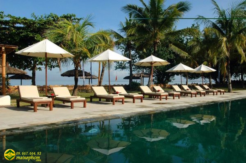 Dù che hồ bơi tại resort